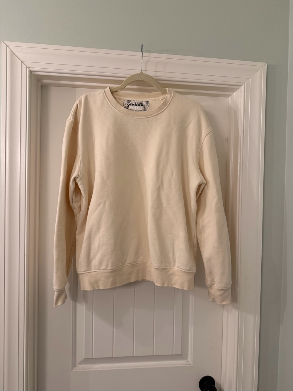 Denim & Flower Cream Crewneck Sweatshirt